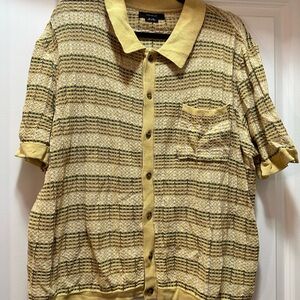Men’s XL Cotton Yellow Plaid Short-Sleeve Button Shirt